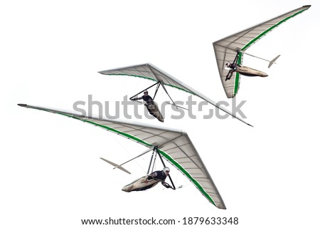 Set of modern hang glider wings isolated on white. Hangglider wing silhouettes