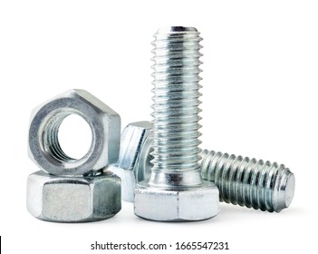 Set of mounting bolts and nuts close-up on a white background. Isolated - Shutterstock ID 1665547231
