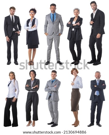 Set of multi ethnic business people isolated on white background