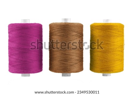 set of multi-colored sewing threads in coils, isolate on a white background
