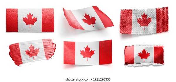 Set Of The National Flag Of Canada On A White Background