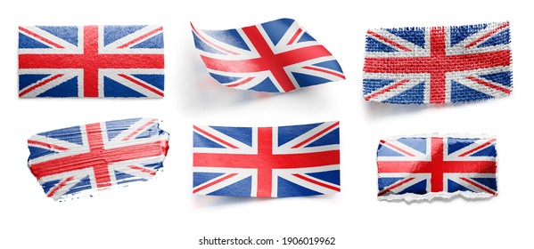 Set of the national flag of United Kingdom on a white background