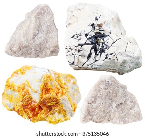 Set Of Natural Mineral Stones - Specimens Of Dolomite (dolostone) Rocks Isolated On White Background