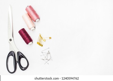 Set Of Objects For Needlework. The Composition Of Elements For Sewing