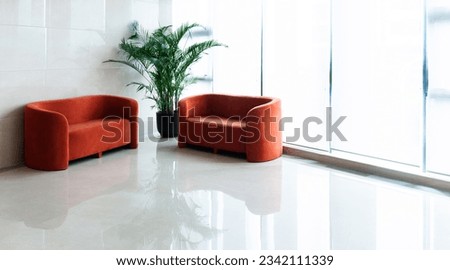 Set of office furniture near the window