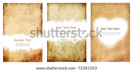 Set of old grunge paper with scratch space and sample text