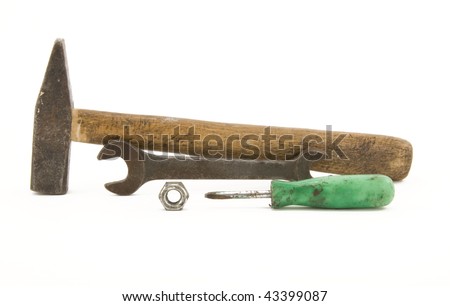 Set of old tool isolated over white background