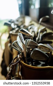 Set Of Old Vintage Golf Clubs In Bag. Nov 2018, Philippines, Mindoro