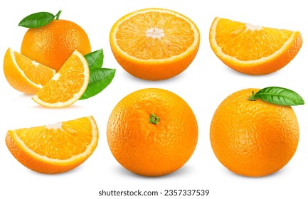 Set orange fruit isolated on white background - Shutterstock ID 2357337539