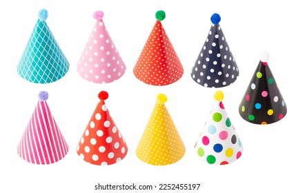 Set of Party hat isolated on white background with clipping path. - Shutterstock ID 2252455197