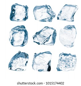 Set peaces of pure natural crushed ice/ice cubes. Clipping path for each cube included.  - Shutterstock ID 1015174402