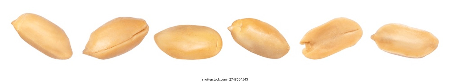 Set of peanuts (groundnuts) isolated on white background.