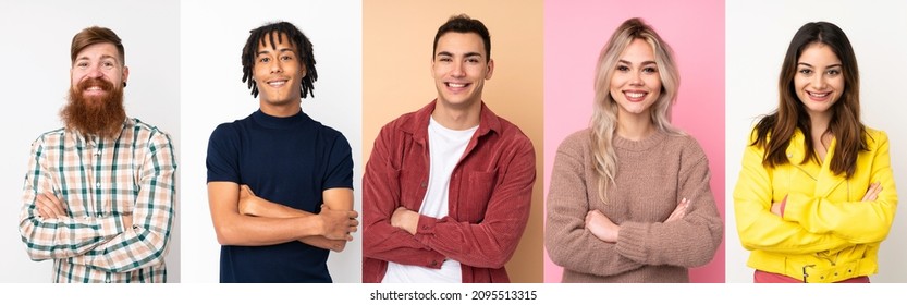 Set of people keeping the arms crossed in frontal position - Shutterstock ID 2095513315