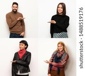 Set of people presenting an idea while looking smiling towards