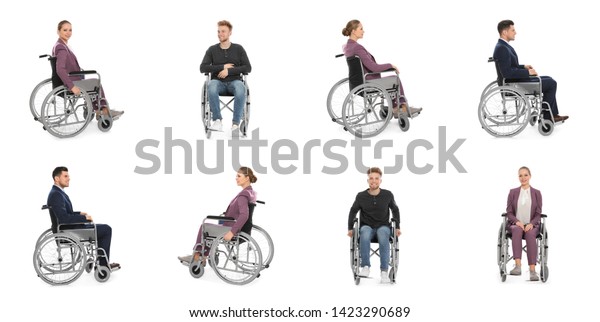 Set People Wheelchairs On White Background Stock Photo (Edit Now ...