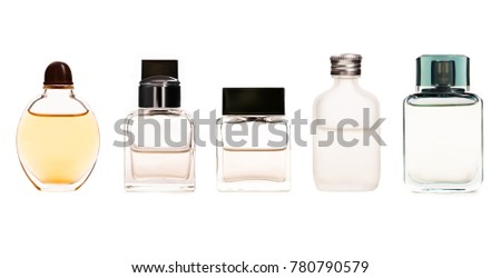 Set of Perfume bottle isolated on white background.