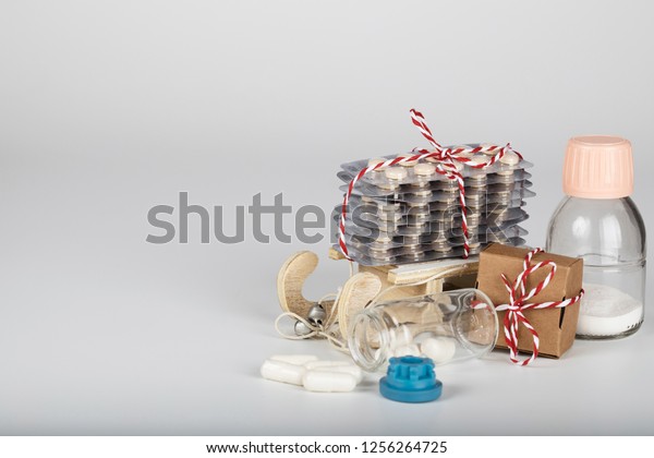 Set Pharmaceutical Products On Decorative Wooden Stock Photo Edit