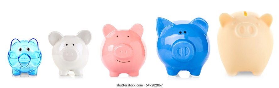 Set of piggy banks on white background - Shutterstock ID 649282867