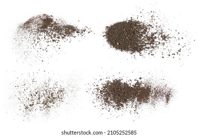 Set pile dirt isolated on white background with clipping path
