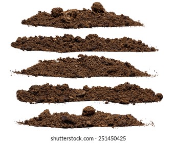 Set pile of soil isolated on white background