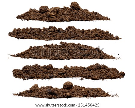 Set pile of soil isolated on white background