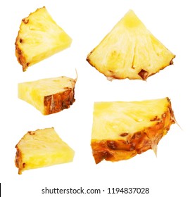 Set Of Pineapple Slices On A White Background