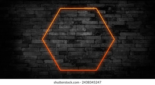 Set of pink-blue, red-purple, green illuminate hexagon frame design. Abstract cosmic vibrant color geometric backdrop. Collection of glowing neon lighting on dark background with copy space. Top view. - Powered by Shutterstock