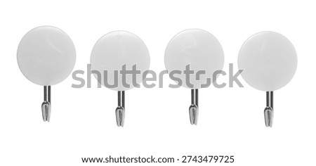 Set plastic hanger hooks isolated on white background, clipping path