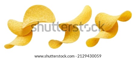 Set of potato chips, isolated on white background