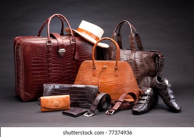 Set of products which made of crocodile leather