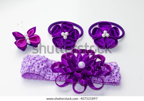 Set Purple Hair Accessories Stock Photo Edit Now 407521897