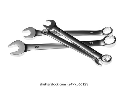 Set of ratcheting wrenches isolated on white. Auto mechanic tools - Powered by Shutterstock