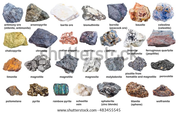 Set Raw Minerals Ores Names Isolated Stock Photo (Edit Now) 483455545