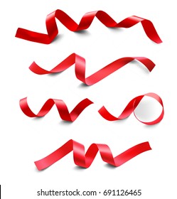 Set of red ribbons on white background. Vector illustration. Ready for your design. Can be used for greeting card, holidays, gifts and etc. - Shutterstock ID 691126465