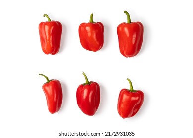 Set of Red sweet mini peppers, paprika isolated on a white background. Heap, group of mini bell peppers. Vegan diet food. Top view. - Powered by Shutterstock