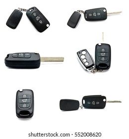 Set Of A Remote Car Keys Isolated On A White Background