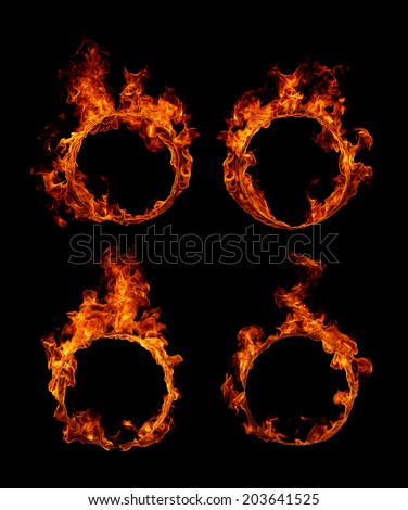 Set Ring of fire in black background