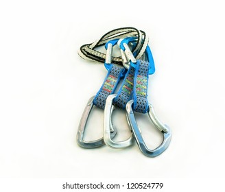 Set Of Rock Climbing Quick-draws Clipped To A Sling