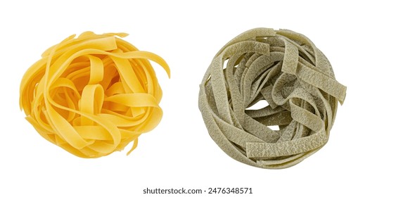 Set rolled tagliatelle shape of italian pasta isolated on white background. File contains clipping path. - Powered by Shutterstock