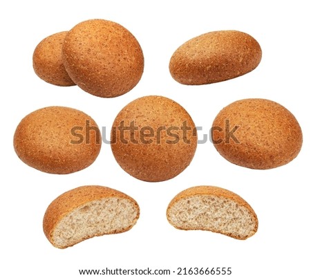 set of rye buns isolated on white. the entire image is sharpness.