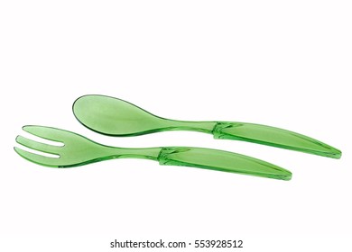 Set For Salad, Fork And Spoon,clipping Path.