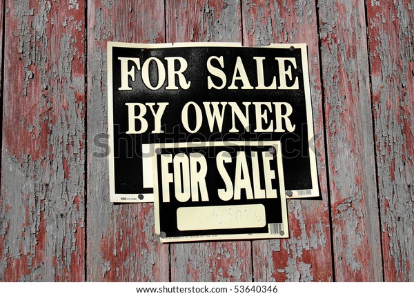 Set Sale Signs On Old Barn Stock Photo Edit Now 53640346