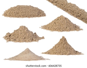 Set Of Sand Piles Isolated On White Background