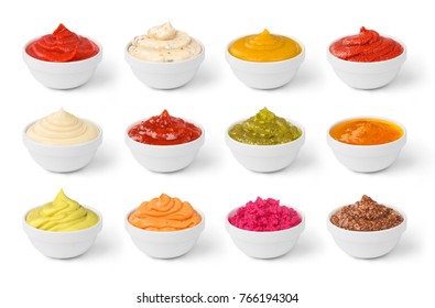 Set Of Sauces In Jar Isolated