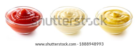 Set of sauces - ketchup mayonnaise and mustard isolated on white background