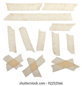 Set Of Scotch Tape Slices Isolated On White Background