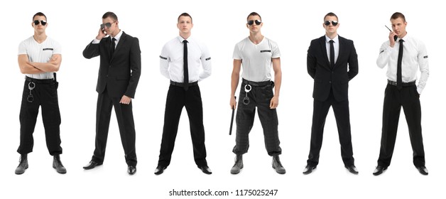  Set With Security Guard On White Background