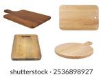 Set of several cutting boards isolated on white background.