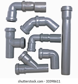 Set Of Sewer Pipes On A White Background