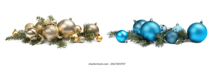 Set of shiny Christmas balls isolated on white - Powered by Shutterstock